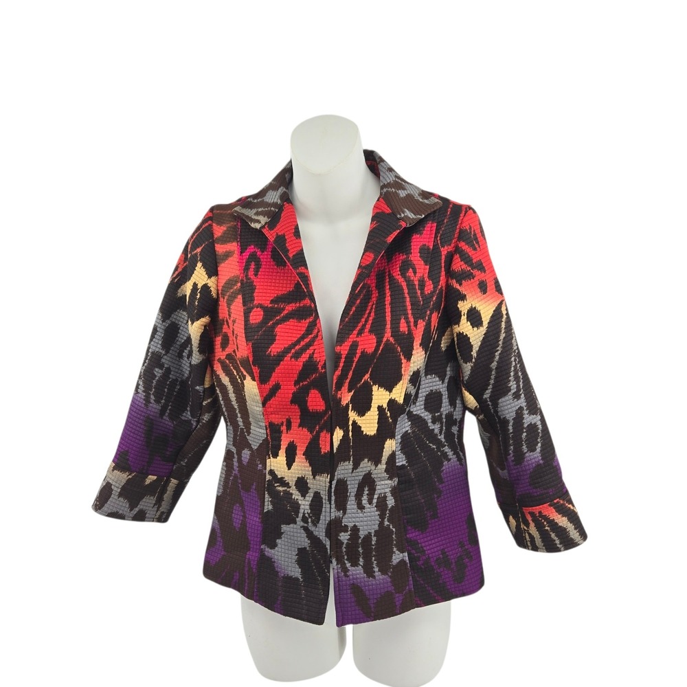 Laura Max PXS Abstract‎ Animal Print Blazer Artsy Wearable Art Teacher Colorful